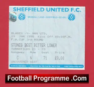 Sheffield United v Manchester United 1995 – Football Ticket