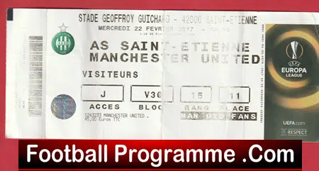 St Etienne v Manchester United 2017 - Europa Cup Ticket France - Image 2