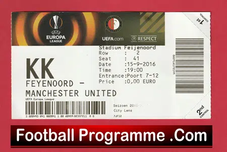 Feyenoord v Manchester United 2016 - Europa Cup Ticket Holland - Image 2