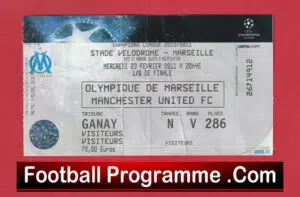 Olympique Marseille v Manchester United 2011 – Match Ticket France