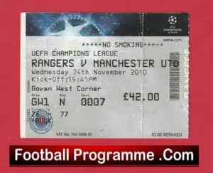 Glasgow Rangers v Manchester United 2010 – Football Ticket Scotland