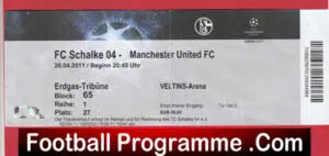 FC Schalke 04 v Manchester United 2011 – Match Ticket Germany