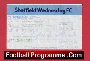 Sheffield Wednesday v Manchester United 1993 – Match Ticket