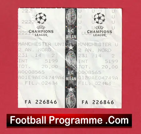AC Milan v Manchester United 2007 - Match Ticket Italy - Image 2