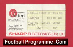 Manchester United v Liverpool 1978 – Match Ticket
