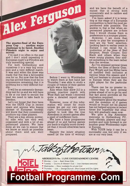 Aberdeen v IFK Gothenburg 1986 - European Cup - Alex Ferguson Manager - Image 3