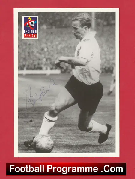 Manchester United Bobby Charlton Signed Autographed England Postcard - Image 2