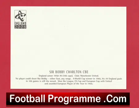 Manchester United Bobby Charlton Signed Autographed England Postcard - Image 3
