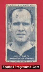Manchester United Johnny Carey Signed Autograph Cigarette Card 1940s