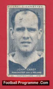 Manchester United Johnny Carey Signed Autograph Cigarette Card 1940s