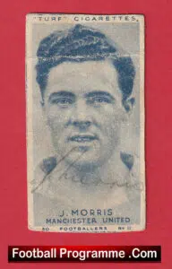 Manchester United Johnny Morris Signed Autograph Cigarette Card 1940sprpp
