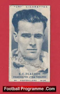Manchester United Stan Pearson Signed Autograph Cigarette Card 1940s