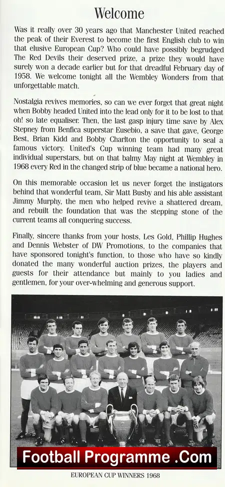 Manchester United Reunion Charity Dinner 1999 - Ireland SIGNED - Image 3