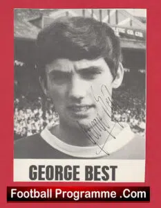 Manchester United George Best Autograph Signed Picture 1960s Man Utd