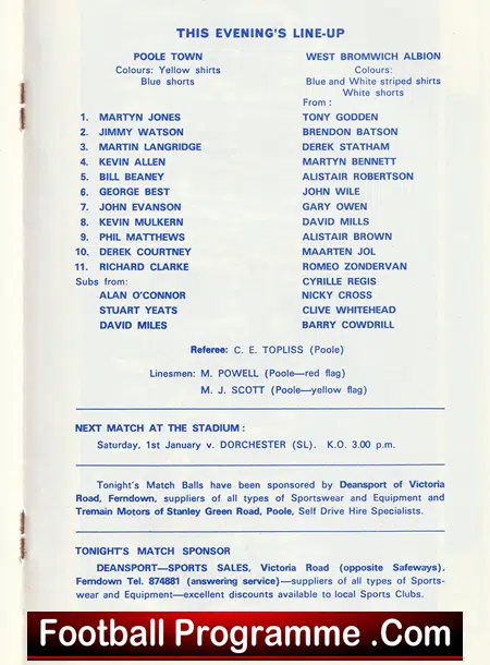 Poole Town v WBA 1982 - Plus George Best - Image 4