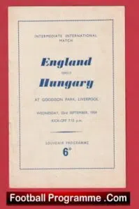 England v Hungary 1959 – Under 23 Everton + Bobby Charlton