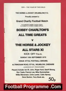 Bobby Charlton All Time Greats v Horse Jockey All Stars 1979 at Styal FC