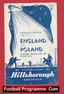England v Poland 1958 – Under 23 Match Sheffield + Bobby Charlton