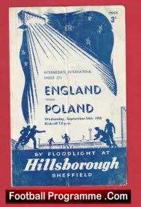 England v Poland 1958 – Under 23 Match Sheffield + Bobby Charlton