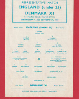 England v Denmark 1960 – U23 Bobby Moore Debut + Bobby Charlton