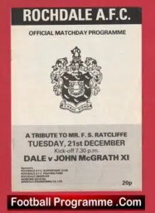 Rochdale v John McGrath X1 1982 – Bobby Charlton