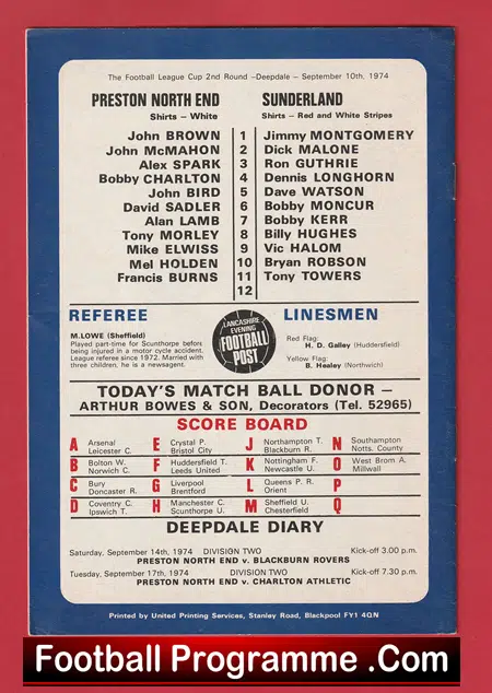 Preston North End v Sunderland 1974 - Bobby Charlton Manager - Image 3