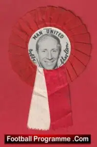 Manchester United Bobby Charlton Football Rosette 1960s