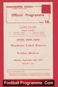 Manchester United v Everton 1957 – Reserves Man Utd Bobby Charlton