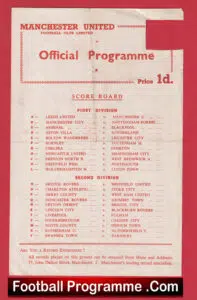 Manchester United v Leeds United 1958 – Reserves Busby Babes Pegg + Berry