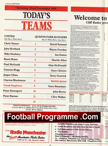 Manchester United v QPR 1986 - Alex Ferguson First Match OT - Image 3