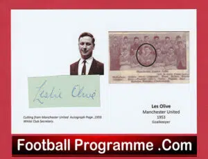 Manchester United Les Olvie Autograph Signed Man Utd 1942 – 1988 + Secretary