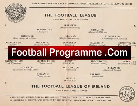 England Football League v Ireland League 1961 - Bristol Rovers Bobby Charlton - Image 3