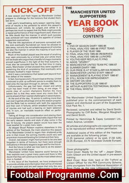 Manchester United Supporters Yearbook 1986 - 1987 - Image 3