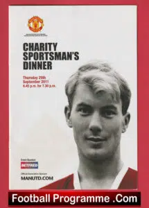 Manchester United Sportsman’s Dinner Menu SIGNED Kenny Morgans 2011