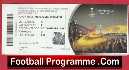 Ajax v Manchester United 2017 - European Cup Final Ticket Genuine - Image 2