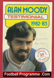 Alan Moody Testimonial Benefit Southend United 1982 Autographed