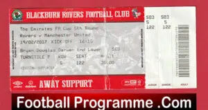 Blackburn Rovers v Manchester United 2017 – Match Ticket