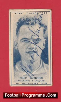 Blackpool Harry Johnston Signed Autograph Cigarette Card 1948
