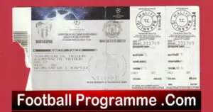 Bursaspor v Manchester United 2010 – Match Ticket Turkey