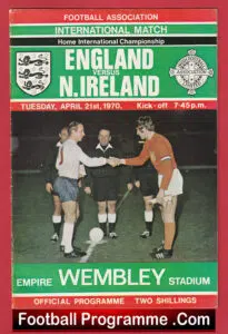 England v Northern Ireland 1970 – 100th Cap Bobby Charlton + George Best