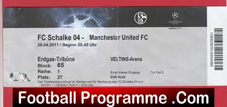 FC Schalke 04 v Manchester United 2011 - Match Ticket Germany - Image 2