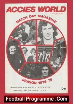 Hamilton Academicals v Bristol Rovers 1975 – Friendly Match Scotland