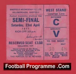 Leeds United v Manchester United 1977 – FA Cup Semi Final Sheff Wed