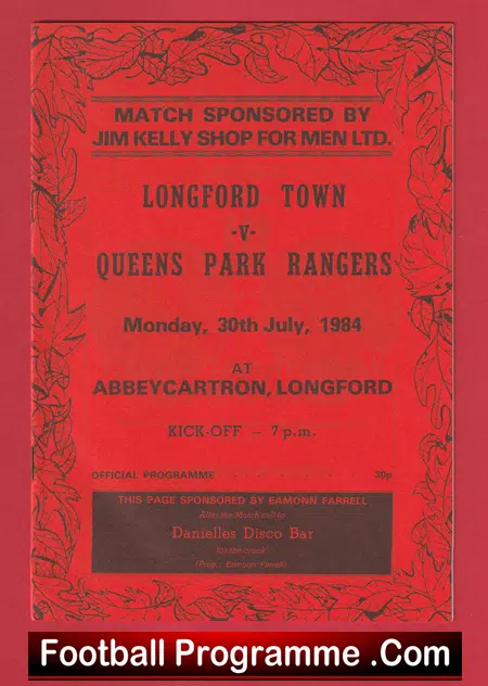 Longford Town v QPR 1984 - at Abbeycarton - Image 2