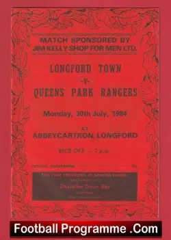 Longford Town v QPR 1984 – at Abbeycarton