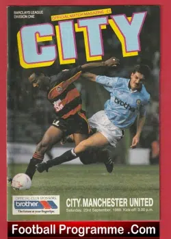 Manchester City v Manchester United 1989 - football programme