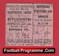 Manchester United v Estudiantes 1968 – South American Cup Ticket