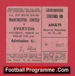 Manchester United v Everton 1969 – Football Ticket 1960’s