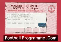 Manchester United v Leicester City 1994 - Football Ticket - football memorabilia