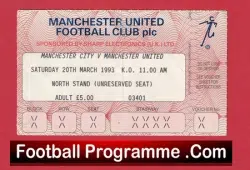 Manchester United v Manchester City 1993 – Match Ticket